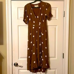 Anthropologie Maeve brown polka dot dress